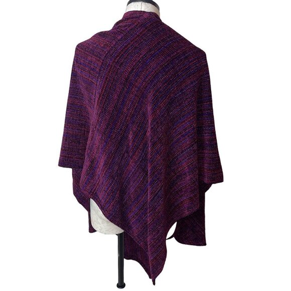 Womens Sweater One size Purple Wrap Shawl Chenille Open Font Casual - Picture 8 of 10